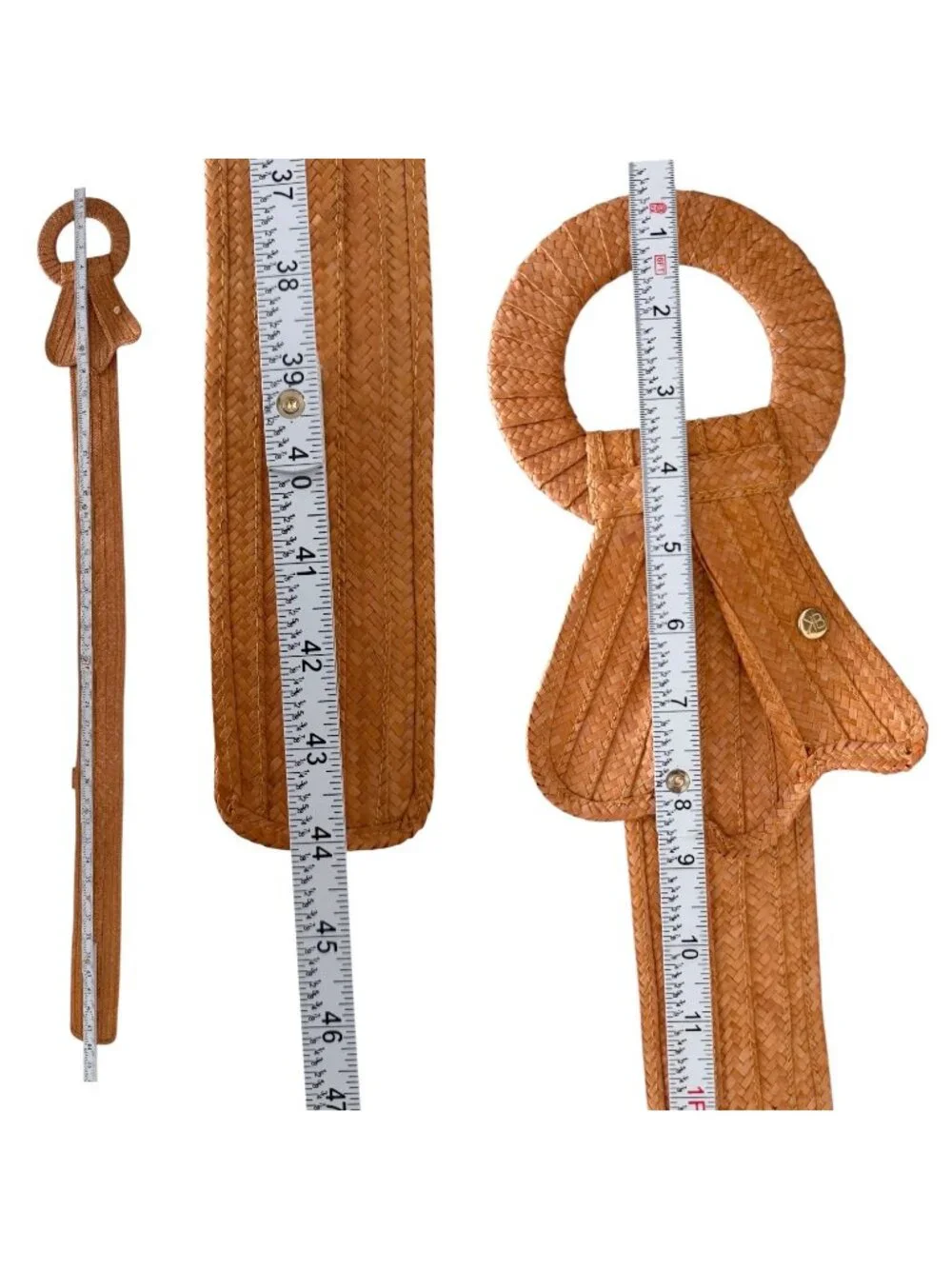 Vintage Woven‎ Straw Oversized Buckle Statement Belt Boho Tropical Resort (S)